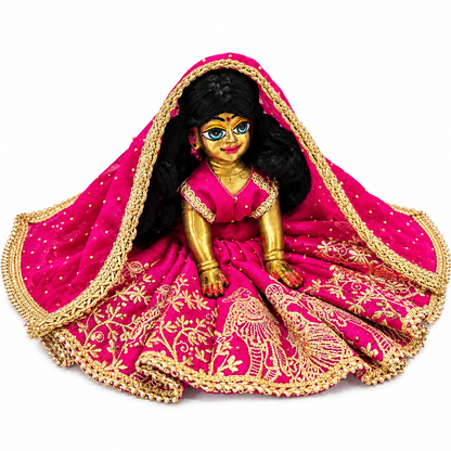Jogan Meera Dark-Pink Heavy Diwali Raja Rani Poshak for Radha Rani Ji