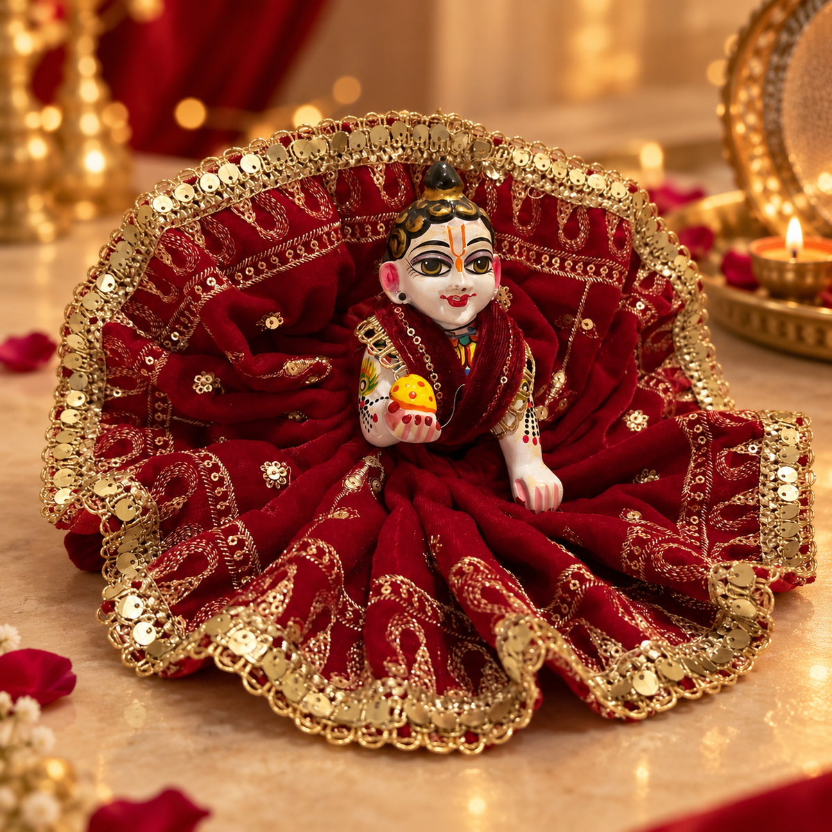 Jogan Meera Karva Chauth Special Red Poshak for Laddu Gopal Ji