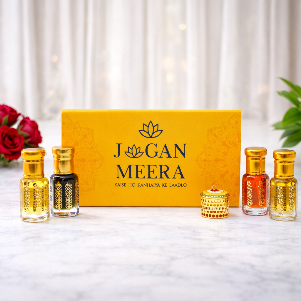 Divine Itra Seva Combo Set Gulab, Mogra, Kesar & Khas (8ml Each)
