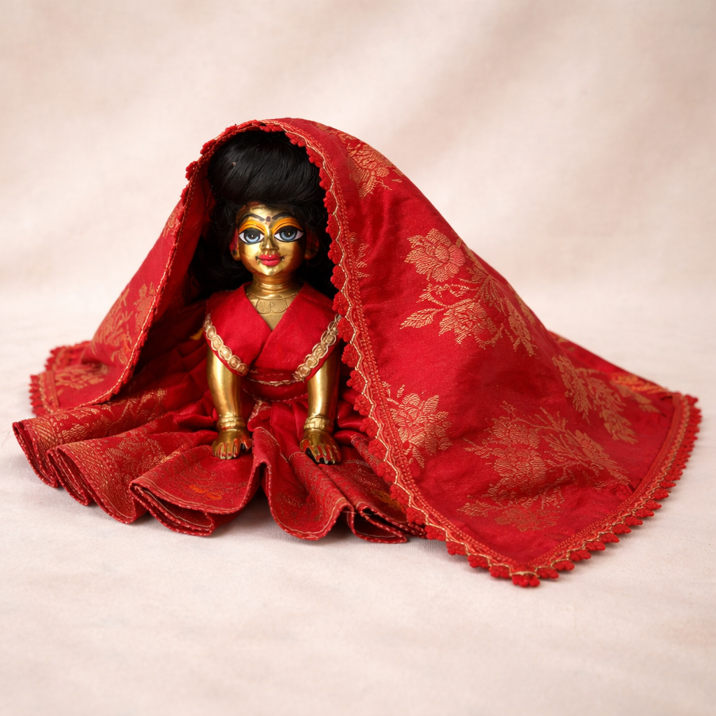 Jogan Meera Red Banarasi Fabric Poshak for Radha Rani – Festive Collection