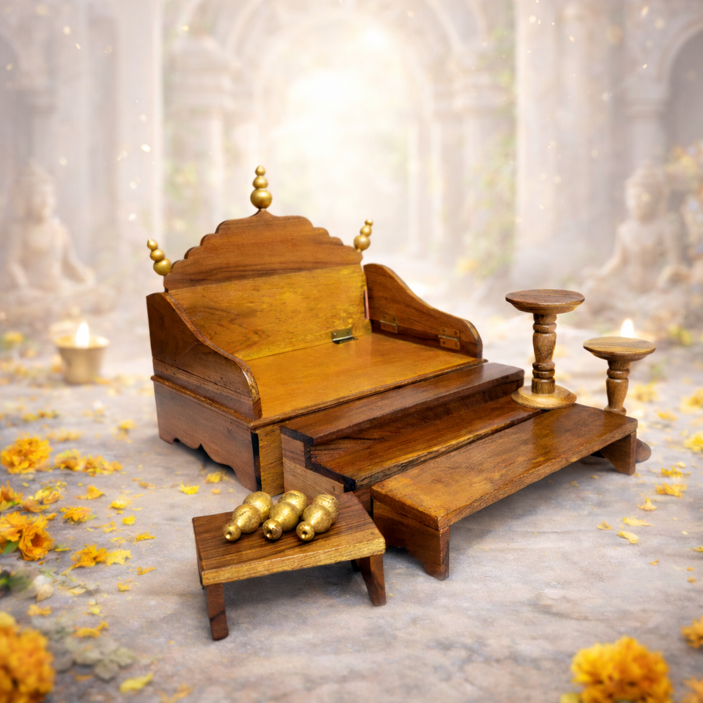 Jogan Meera Foldable Sagwan Khandpath with Bed Conversion – Premium Darbar Set