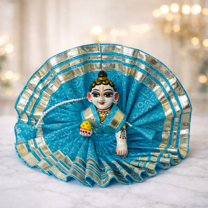 Jogan Meera Blue Bandhani Print Poshak for Laddu Gopal
