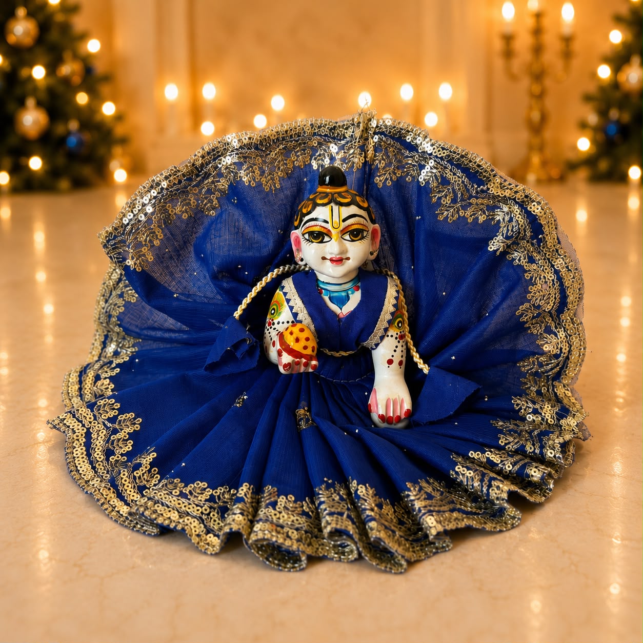 Jogan Meera Dark Blue Single Net Poshak for Laddu Gopal Ji