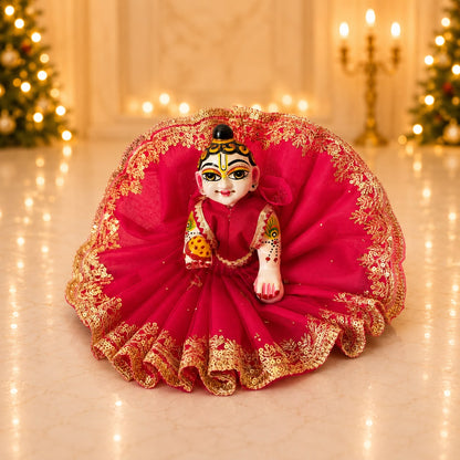 Jogan Meera Dark Pink Single Net Poshak for Laddu Gopal Ji
