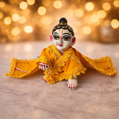 Jogan Meera Yellow Cotton Lehriya Chira Vastra for Lalan ju