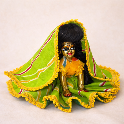 Jogan Meera Green Cotton Lehriya Poshak for Radha Rani