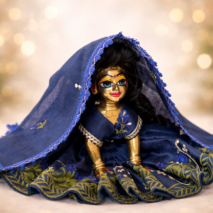 Jogan Meera Dark Blue Heavy Manipuri Embroidery Poshak for Radha Rani