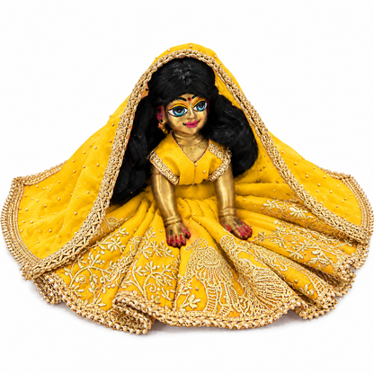 Jogan Meera Yellow Heavy Diwali Raja Rani Poshak for Radha Rani Ji