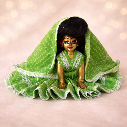 Jogan Meera Green Bandhani Print Poshak for Radha Rani