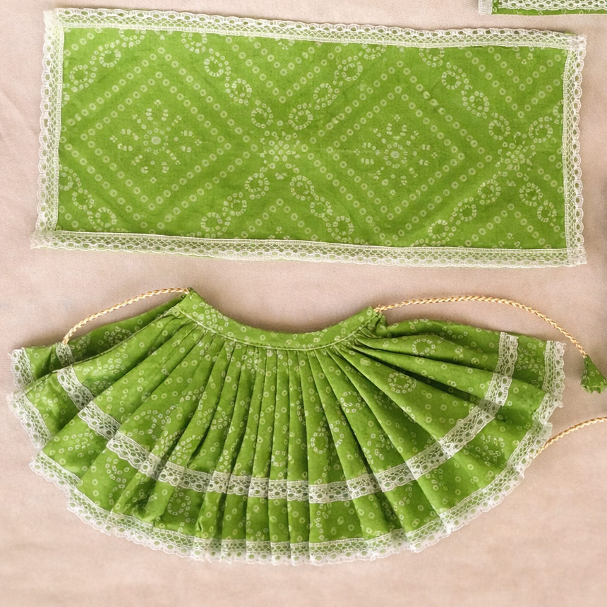 Jogan Meera Green Bandhani Print Poshak for Radha Rani