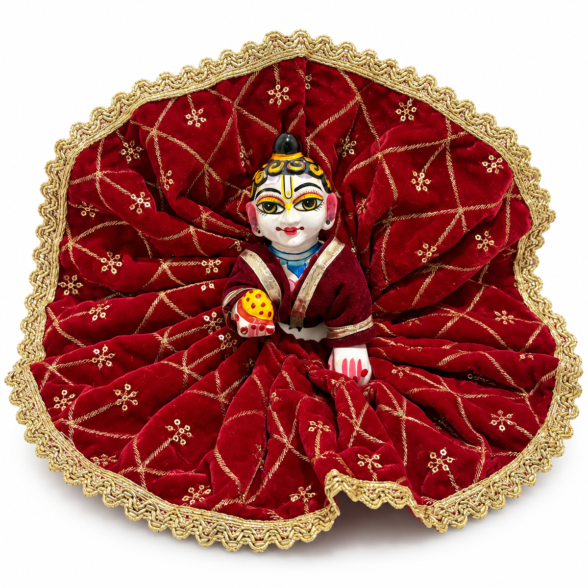 Jogan Meera Red Heavy Velvet Poshak With Blouse for Laddu Gopal