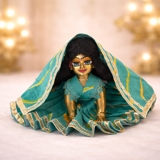 Jogan Meera Blue Cotton Lehriya Poshak for Radha Rani