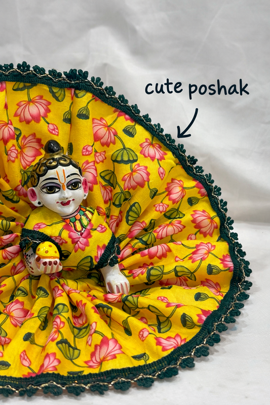 Jogan Meera Yellow Kamal Cotton Poshak for Laddu Gopal
