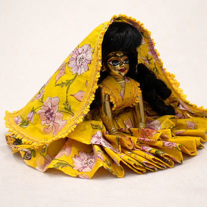 Jogan Meera Yellow Flower Double Frill Poshak for Radha Rani