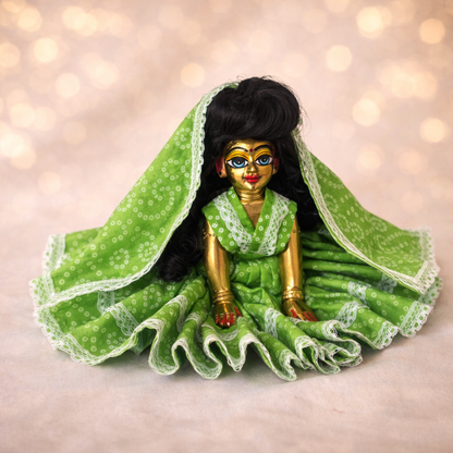 Jogan Meera Green Bandhani Print Poshak for Radha Rani