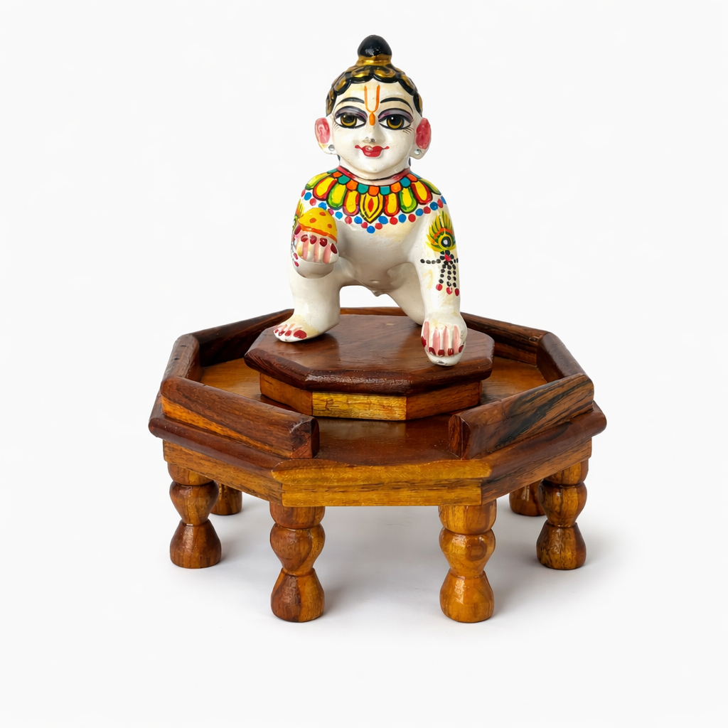 Jogan Meera Sagwan Wood Snan Choki for Thakurji Seva