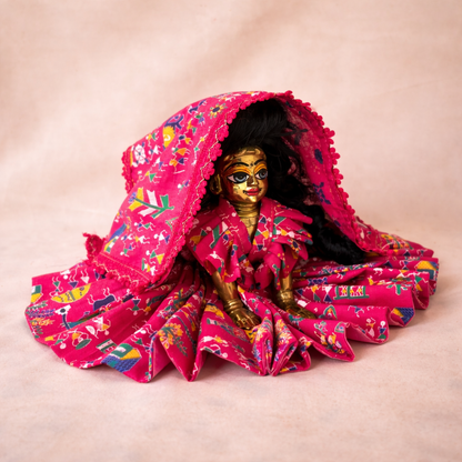 Jogan Meera Pink Multi Print Cotton Poshak for Radha Rani