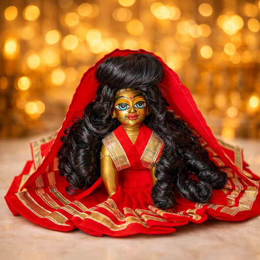Jogan Meera Red Daily Wear Gotta Cotton Poshak for Radha Rani
