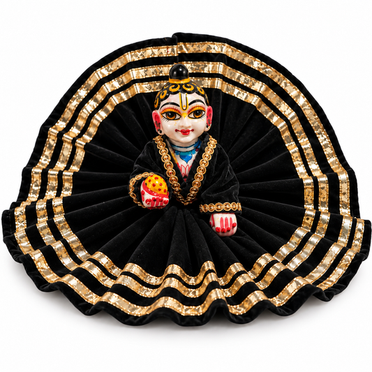 Jogan Meera Black Daily Wear Gotta Velvet Poshak With Blouse for Laddu Gopal