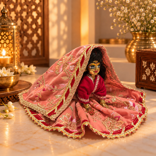 Jogan Meera Light Pink Heavy Velvet Poshak With Blouse for Radha Rani