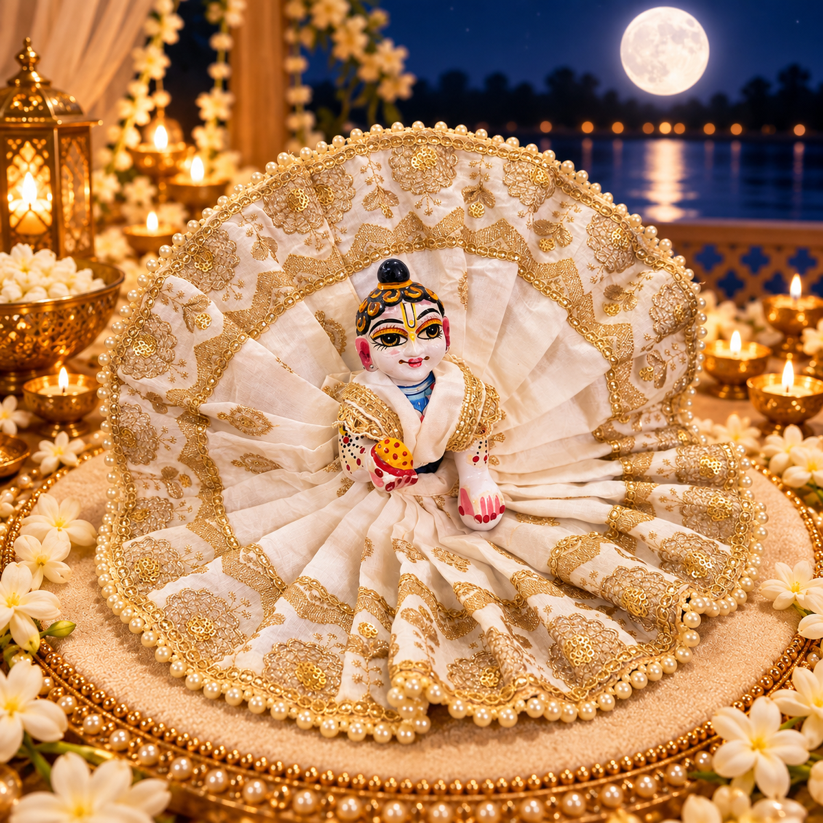 Jogan Meera Heavy Border Work Poshak for Sharad Purnima for Laddu Gopal