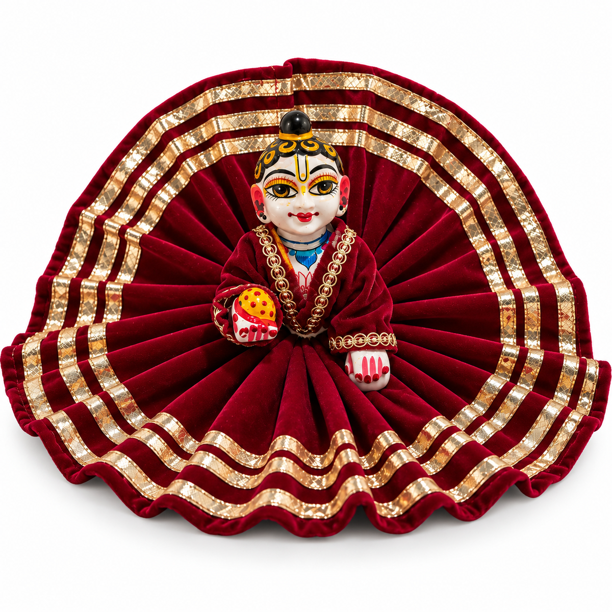 Jogan Meera Red Daily Wear Gotta Velvet Poshak With Blouse for Laddu Gopal