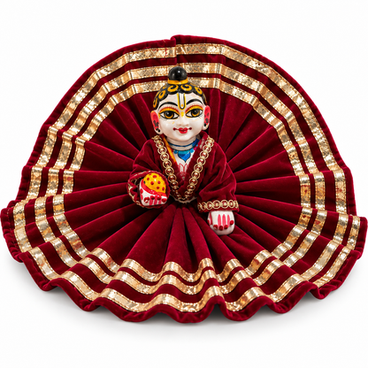 Jogan Meera Red Daily Wear Gotta Velvet Poshak With Blouse for Laddu Gopal