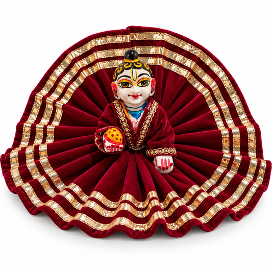 Jogan Meera Red Daily Wear Gotta Velvet Poshak With Blouse for Laddu Gopal