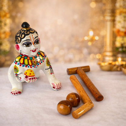 Jogan Meera Sagwan Wood Gend Chadi for Laddu Gopal Seva