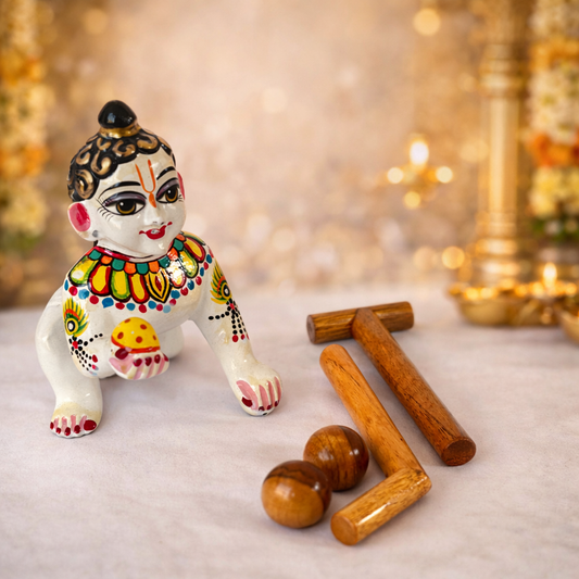Jogan Meera Sagwan Wood Gend Chadi for Laddu Gopal Seva