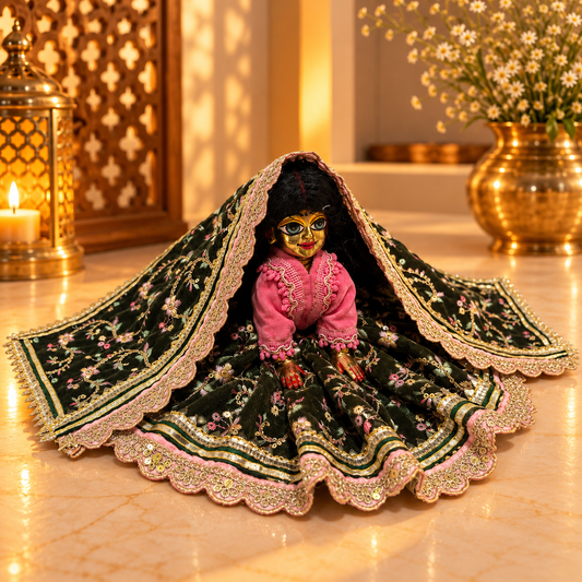 Jogan Meera Mehendi Heavy Velvet Poshak With Blouse for Radha Rani