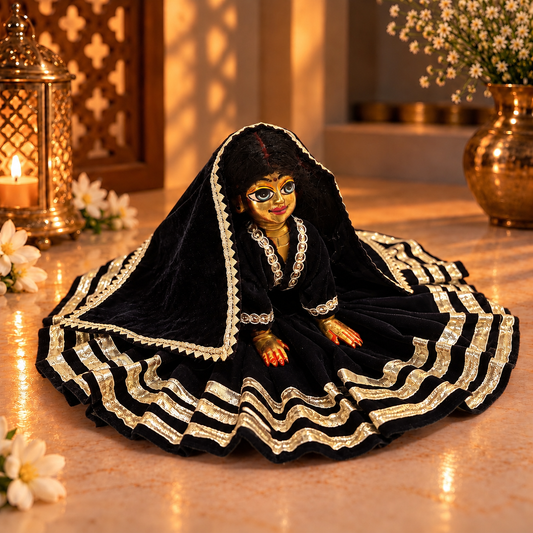 Jogan Meera Black Daily Wear Gotta Velvet Poshak With Blouse for Radha Rani
