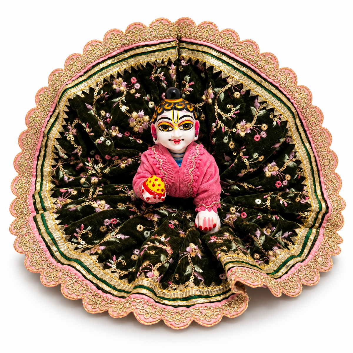 Jogan Meera Mehendi Heavy Velvet Poshak With Blouse for Laddu Gopal