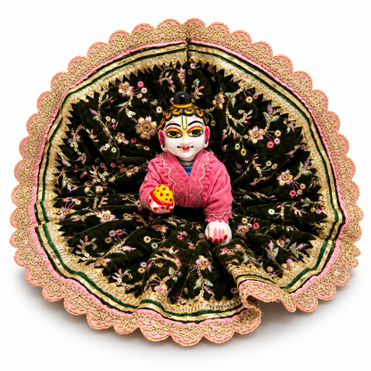 Jogan Meera Mehendi Heavy Velvet Poshak With Blouse for Laddu Gopal