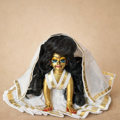 Jogan Meera White Daily Wear Gotta Cotton Poshak for Radha Rani
