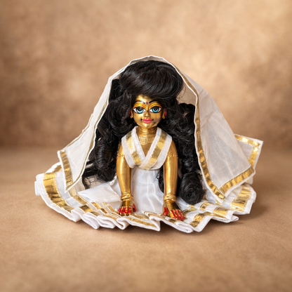 Jogan Meera White Daily Wear Gotta Cotton Poshak for Radha Rani