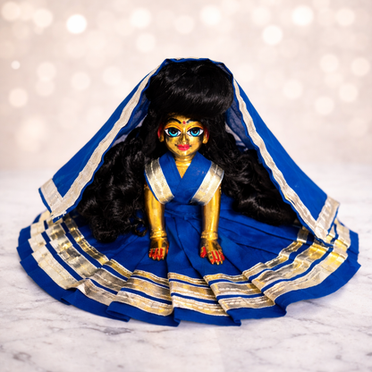 Jogan Meera Dark Blue Daily Wear Gotta Cotton Poshak for Radha Rani