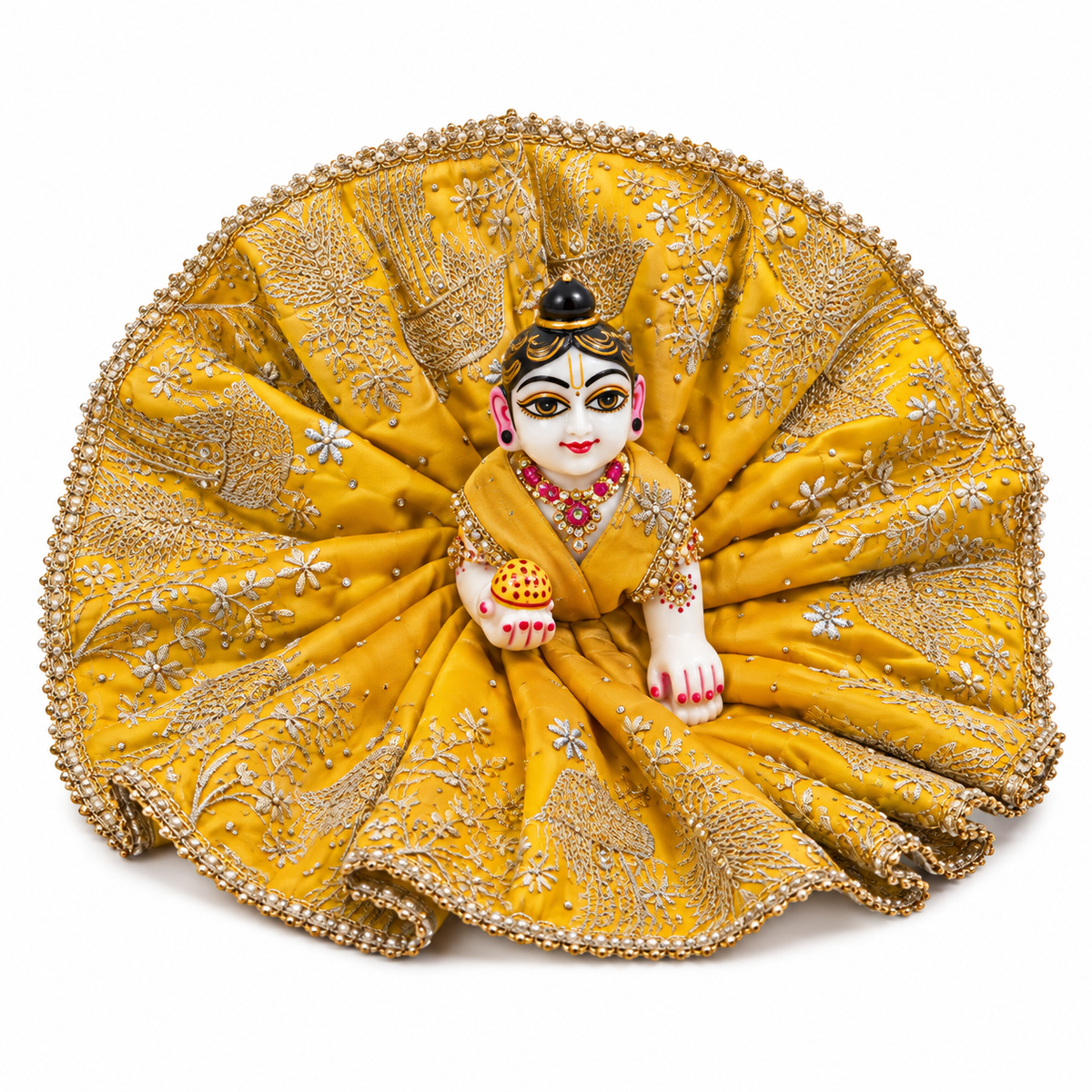 Jogan Meera Yellow Heavy Diwali Raja Rani Poshak for Laddu Gopal