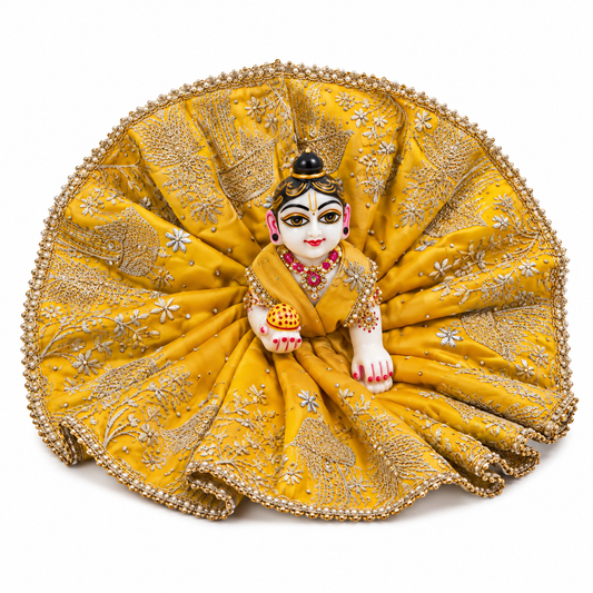 Jogan Meera Yellow Heavy Diwali Raja Rani Poshak for Laddu Gopal