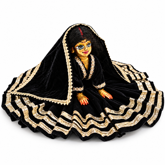 Jogan Meera Black Daily Wear Gotta Velvet Poshak With Blouse for Radha Rani
