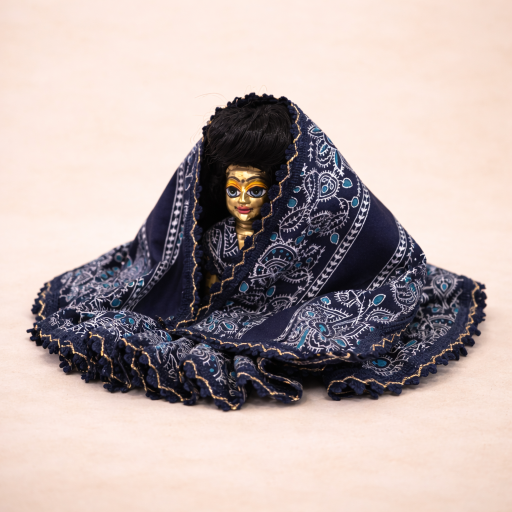 Jogan Meera Dark Blue Cotton Print Poshak for Radha Rani
