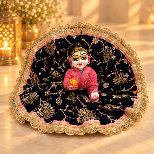 Jogan Meera Blue Pink Heavy Velvet Poshak With Blouse for Laddu Gopal