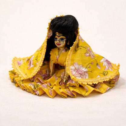 Jogan Meera Yellow Flower Double Frill Poshak for Radha Rani