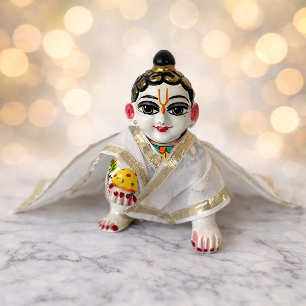 Jogan Meera White Daily Wear Gotta Cotton Chira Vastra for Lalan ju