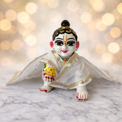 Jogan Meera White Daily Wear Gotta Cotton Chira Vastra for Lalan ju