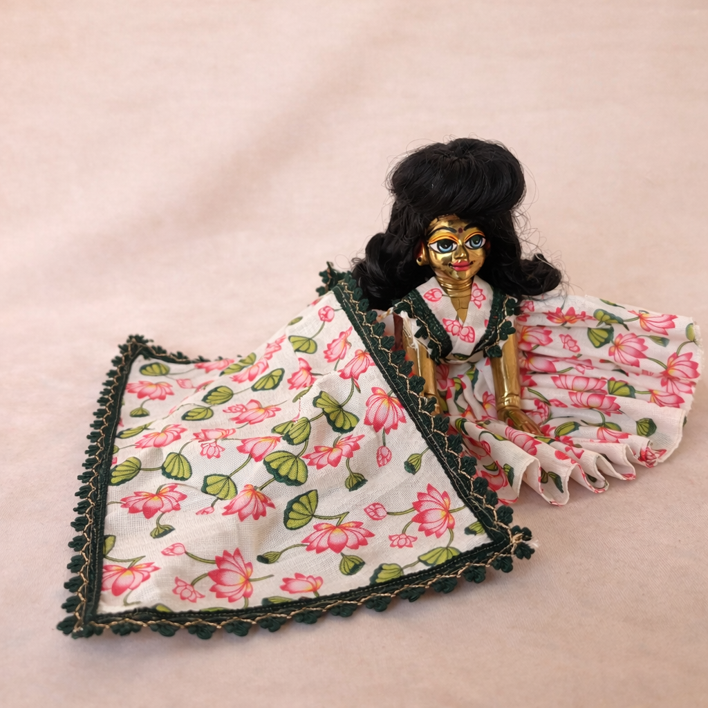 Jogan Meera White Kamal Cotton Poshak for Radha Rani