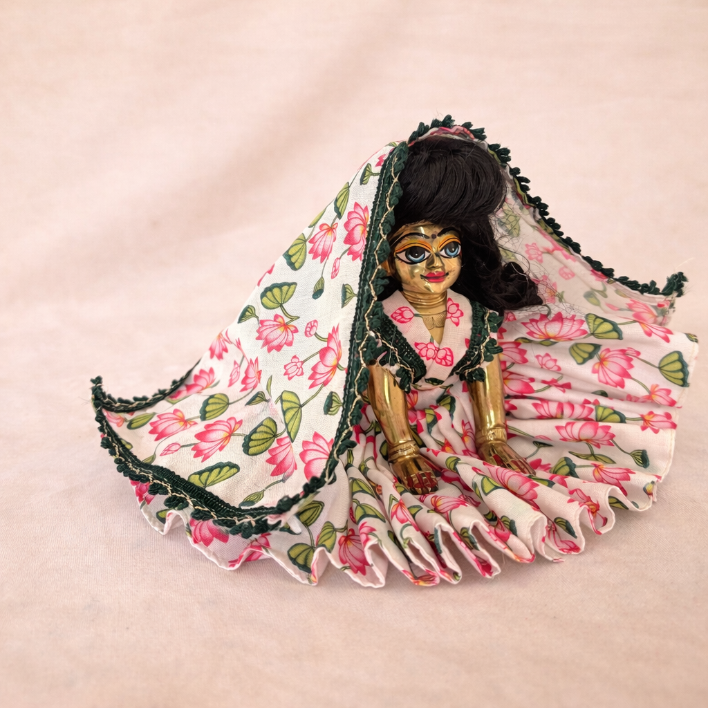 Jogan Meera White Kamal Cotton Poshak for Radha Rani