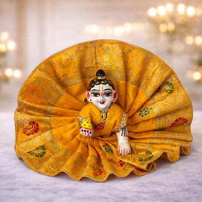 Jogan Meera Yellow Banarasi Fabric Poshak for Laddu Gopal