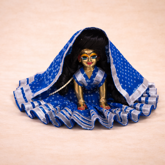 Jogan Meera Dark Blue Bandhani Print Poshak for Radha Rani