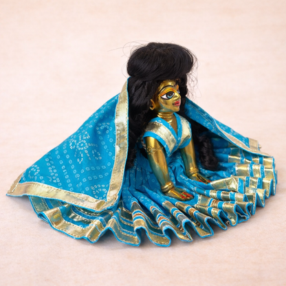 Jogan Meera Blue Bandhani Print Poshak for Radha Rani